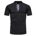 thumbnail image 2 of Birdeem Chemise Décontractée à Manches Courtes Col Montant Ajustée Unie pour Hommes, 2 of 12