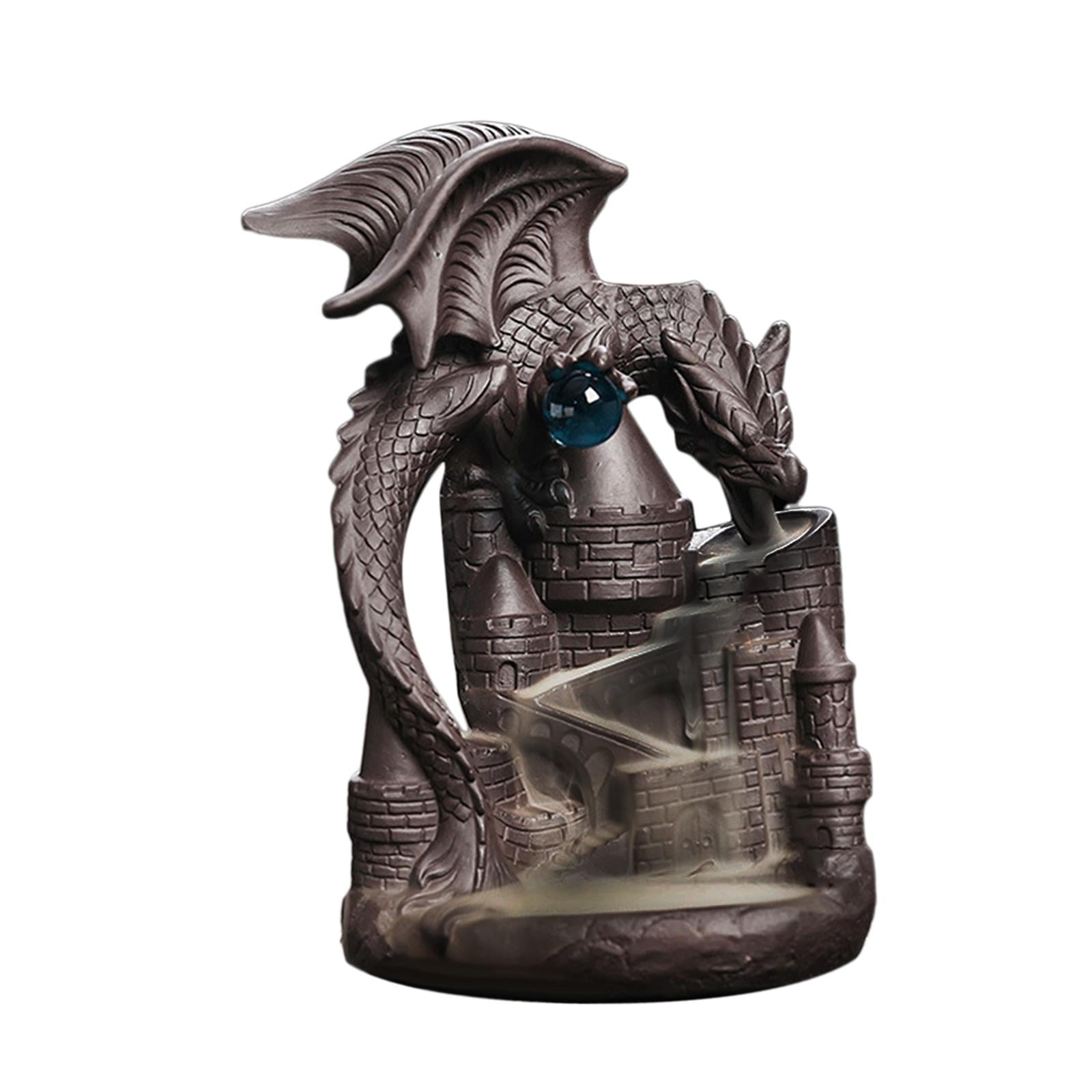 WLPZXP Backflow Incense Burner Castle Dragon Ornament Creative Craft Incense Holder for Purple