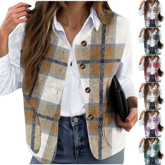Hueook Coats for Women Casual Warm Double-Sided Winter Daily Printed Loose Collarless Button Coat Red M