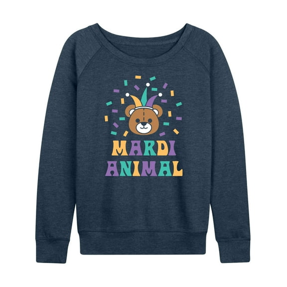 Instant Message - Mardi Animal Bear - Women's Lightweight French Terry Long Sleeve Shirt
