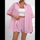 thumbnail image 4 of Pijama de 2 Piezas para Mujer, con Botones A Rayas, Corta, Solapa y Pantalón Corto. Rosa XXL, 4 of 10