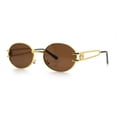 thumbnail image 5 of 90s Retro Luxury Bicycle Chain Metal Jewel Arm Oval Round Sunglasses Gold Black - Brown, 5 of 8