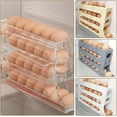 thumbnail image 3 of Egg Storage Rack for Fridge | Auto Rolling Fridge Egg Holder Rack for Kitchen | Egg Tray Organizer | 4 Tiers Tilted Design Container for Eggs (Gray), 3 of 5