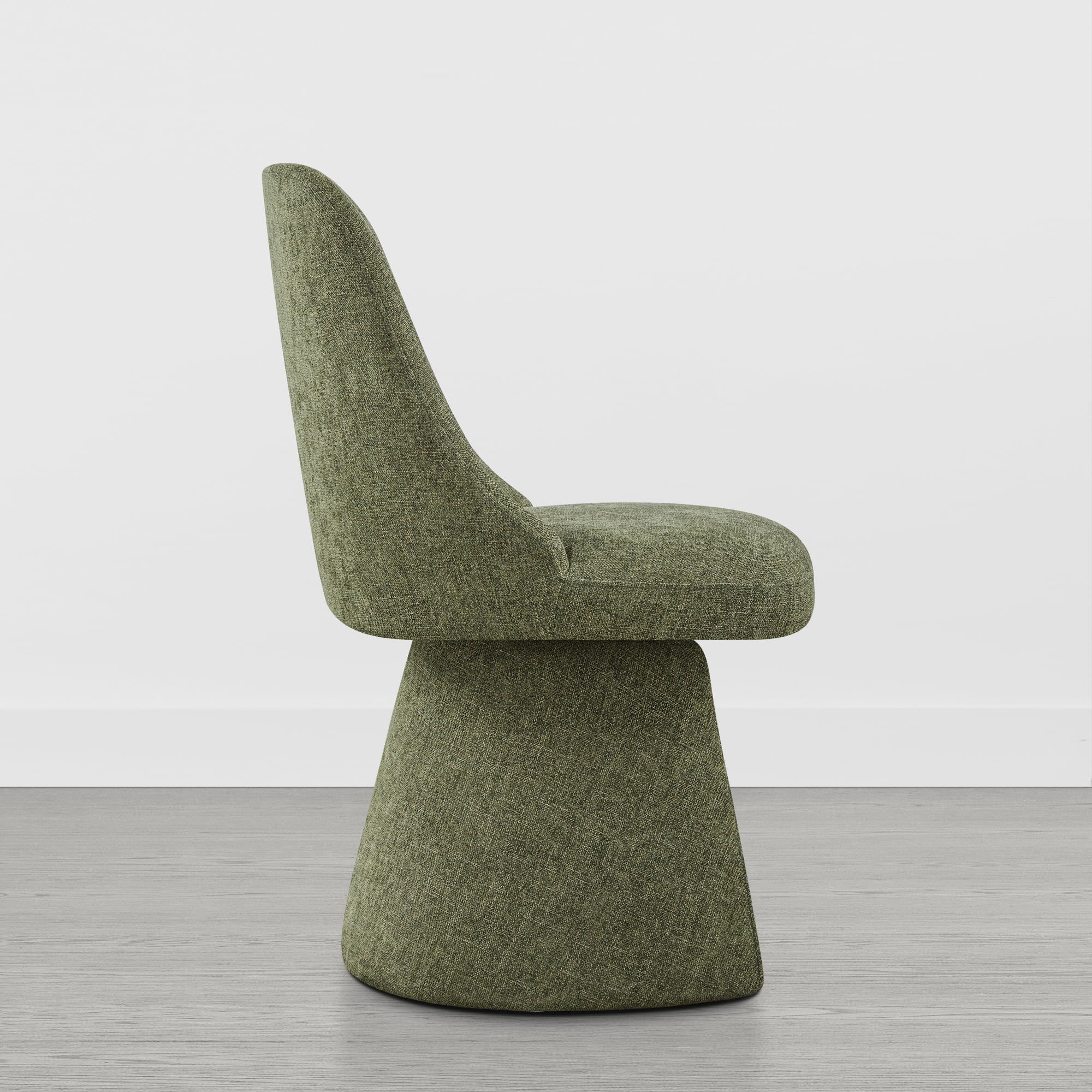 Spruce & Spring Modern Upholstered Swivel Dining Chair with High Back and Conical Base, Single, Moss Green Fabric