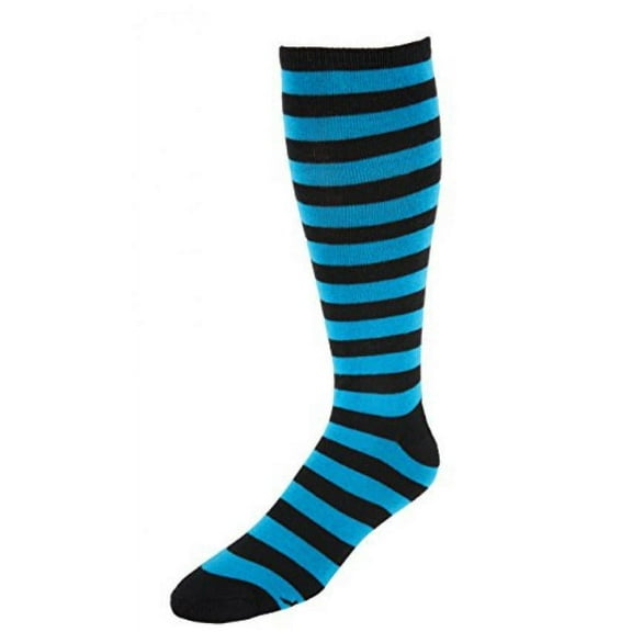 MOXY Socks Skater Skull Knee-High Striped Deadlift Socks (Black/Cobalt Blue)