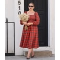 thumbnail image 3 of CASSIE LIZ Womens Plus Size Dresses Long Sleeve Boho Square Neck Bubble Sleeve Flowing Maxi Fall Dresses Holiday Wedding Date Guest（XL-5XL), 3 of 7