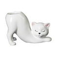thumbnail image 4 of Cartoon Cat Flower Pot Cute Planting Pot Ceramics Porcelain Flower Vase for Garden Home Decoration Courtyard Bedroom White, 4 of 10