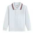 thumbnail image 3 of Jkety Boys Polo Shirts Boys Long Sleeve Polo(White,15-16 Years), 3 of 4