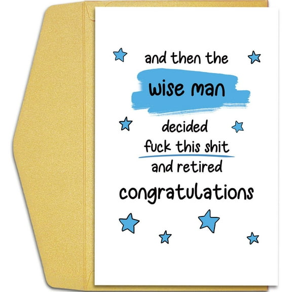 Retirement Card for Wise Man – "Decided to Retire" – Funny Congratulations Card for Men – Envelope Included, Blank Inside – Perfect Gift for Friends or Colleagues