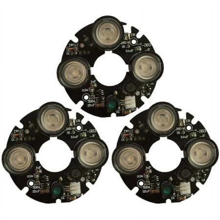 3pcs 3 Array IR LED Spot Light Infrared 3X IR LED Board for CCTV Cameras Night Vision (53mm Diameter) 3 x IR LED Board black & white 3pcs 3 Array IR LED Spot Light Infrared 3X IR LED Board for CCTV Cameras Night Vision (53mm Diameter) 3 x IR LED Board black & white