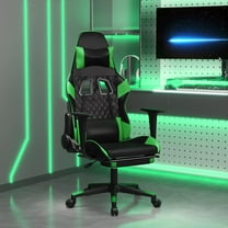 vidaXL Massage Gaming Chair with Footrest, Reclining, Height Adjustable, Swivel, Black & Green