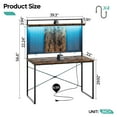 thumbnail image 6 of Bestier Gaming Desk with Power Outlets & LED Light, 39.3 Inch Computer Desk Office Table with Storage Shelves Pegboard, Rustic Brown, 6 of 9