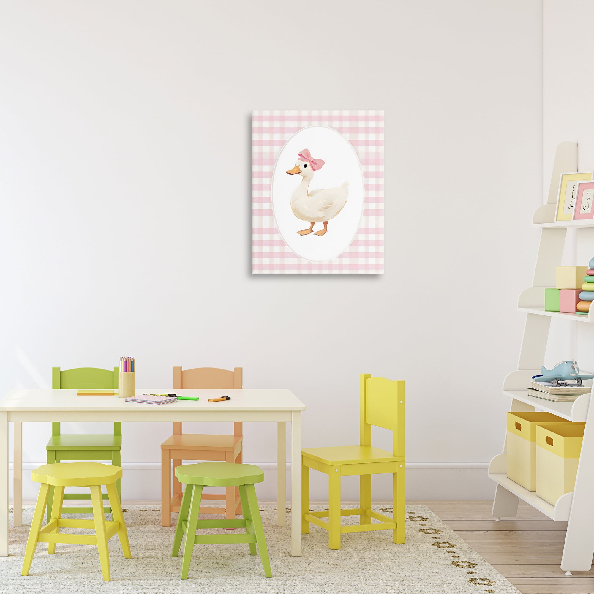 Stupell Industries Pink Gingham Duckling Canvas Wall Art, design by Arlington Prints