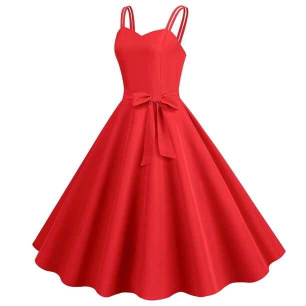 GZWYHT Dresses for Women 2025,Prom Dresses Women Casual Sleeveless 1950s  Housewife Evening Party Prom Dress Womens Dresses Formal Dresses,Midi  Dresses,Red Dress,Graduation Dress S - Walmart.ca