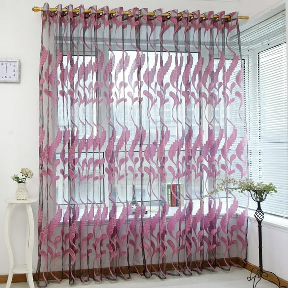 HOARBOEG 1Pcs Wheat Embroidery Sheer Curtain for Bedroom Rod Pockets, Outdoor/Living Room Drapes Balance Light Privacy Airy Farmhouse Decor, 78"L x 39"W