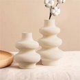 thumbnail image 6 of Ceramic Vases Set of 2, Modern Unique Matte Decorative Flower Vase for Home Centerpieces Living Decor, Off White Minimalist Nordic Boho Vase for Flower Bouquet, Pampas Grass, 6 of 8