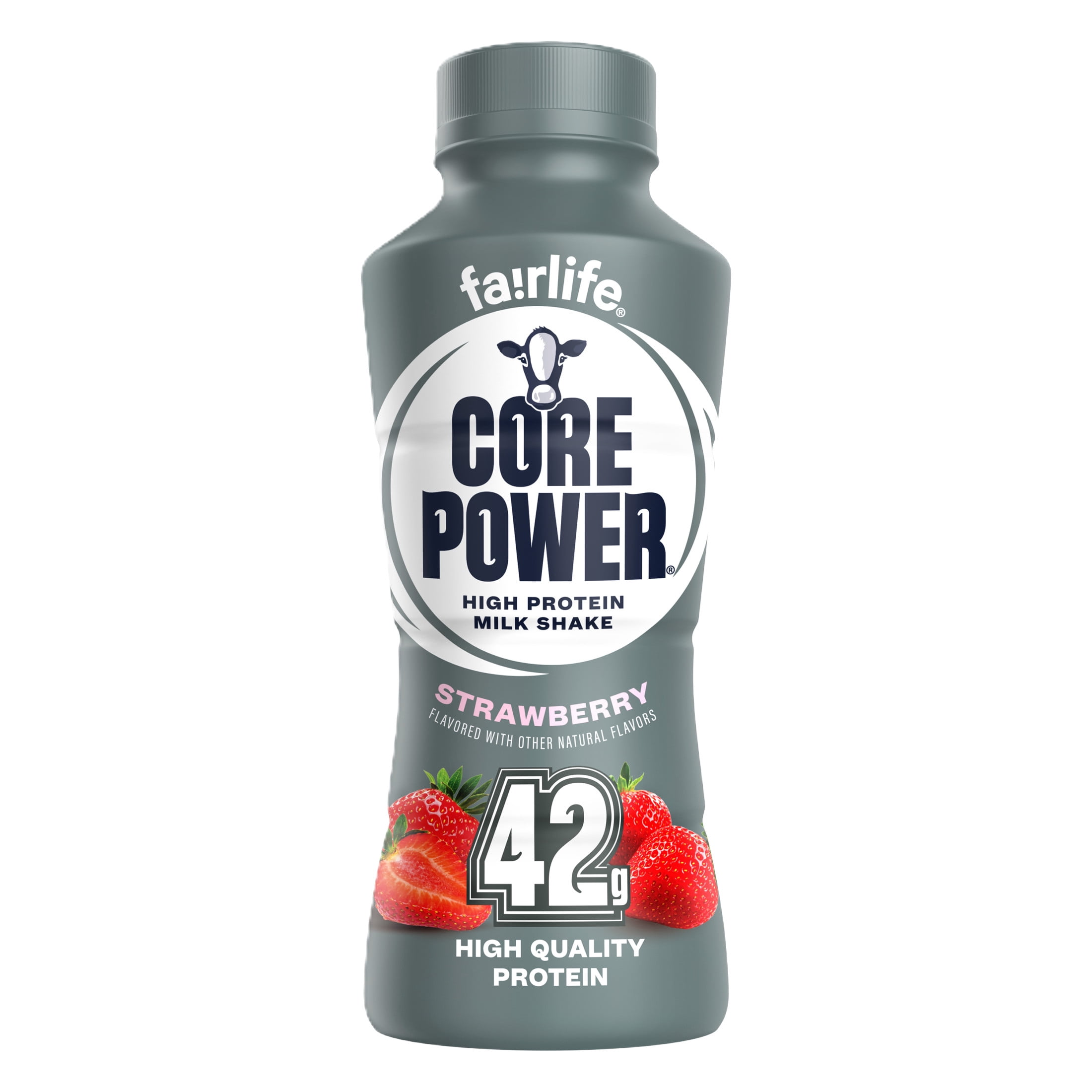 (4 pack) Core Power High Protein Shake, Strawberry, 42g Bottle, 14 fl oz