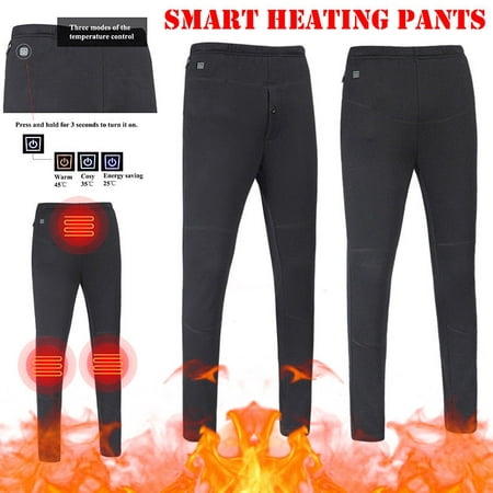 Electric Heated Warm Pants USB Heating Base Layer Elastic Trousers Slim Pant for Cycling Skiing Men (Best Base Layer For Skiing)