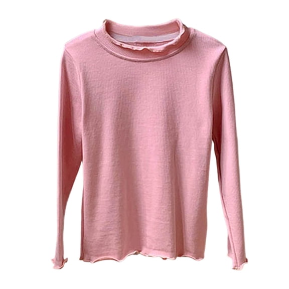 Toddler Gilrs Long Sleeve Crew Neck Undershirts Casual Loose Fit Sweatshirt Pullover