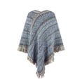thumbnail image 4 of LYXSSBYX Womens Long Sleeve Dress Hot Sale Womens Tops 2022 New Fashion Autumn Winter Contrasting Stripe Tassel Cloak Shawl Tops, 4 of 9