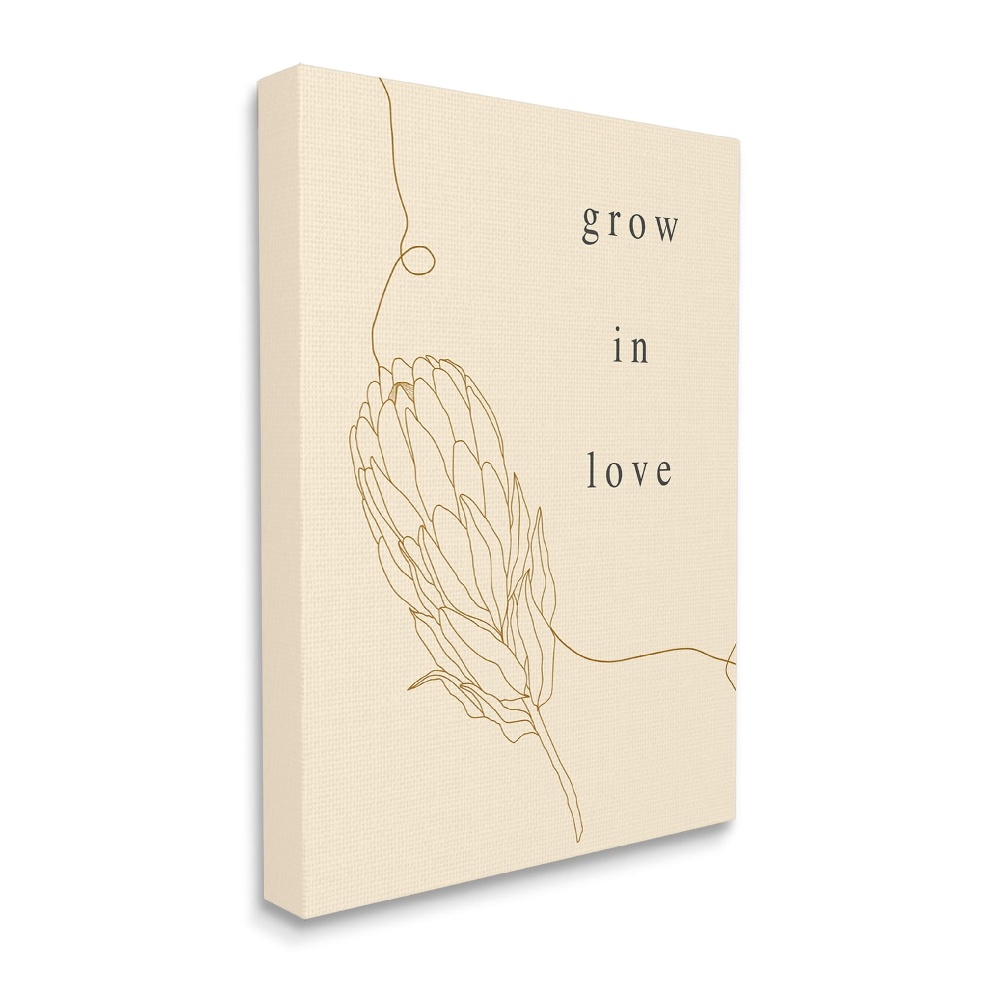 Stupell Industries Grow In Love Quote Plant Blossom Line Drawing Canvas Wall Art, 16 x 20, Design by Lil' Rue