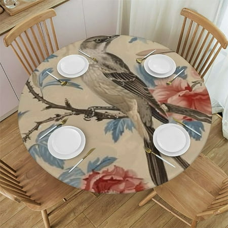 

SHERONV Flowers Round Table Cover Stain Resistant and Washable for Indoor Outdoor Dining Wedding Parties - 100% Polyester Fiber Full Width Single-Sided Printing Home Kitchen Outdoor Decoration 42 -46