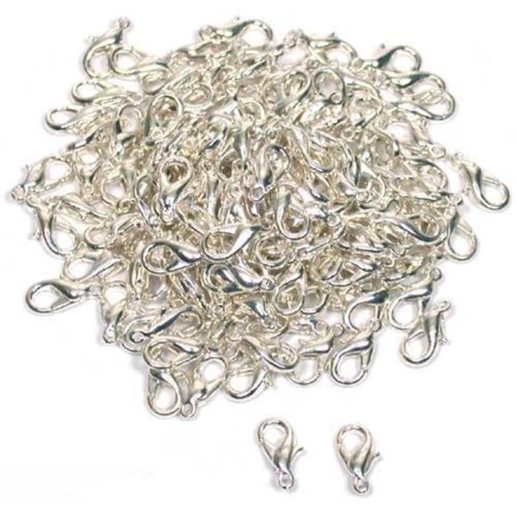 100 Boucles d'Oreilles Plaquées Argent pour Homard 10x6mm