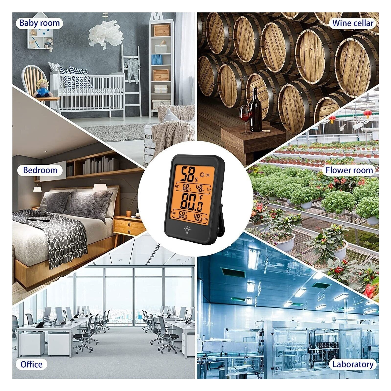 LCD Digital Hygrometer Room Thermometer with Stand Portable House Office Temperature Monitor ,Simple Operation