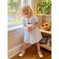 thumbnail image 4 of BemeyourBBs Toddler Baby Girl Back to School Dresses Kids Kindergarten Outfits Baby Girl Summer Dress with Bows Striped Apple Embroidered Puff Short Sleeve Doll Collar Causal A-line Dress, 4 of 9