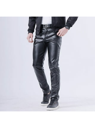 Mens Faux Leather Pants Black Pu Leggings Stretch Wet Look Trousers Slim  Fashion