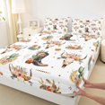 thumbnail image 3 of Feelyou Hippie Sheep Skeleton Queen Sheet Sets, Western Cactus Flower Flat Sheet, Kawaii Cowgirl Boot Queen Fitted Sheet, Microfiber Bedroom Decor, 4 Pieces, 3 of 7