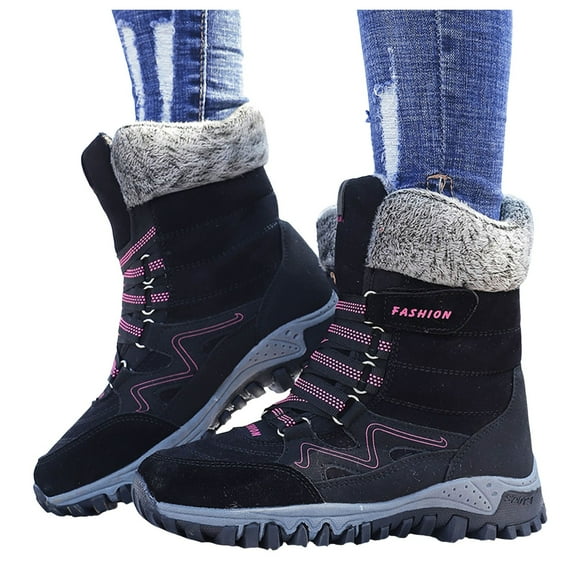 Oyedens Hiking Winter Boots for Women Thermal Fleece Lined Mid Calf Combat Snow Boots for Skiing