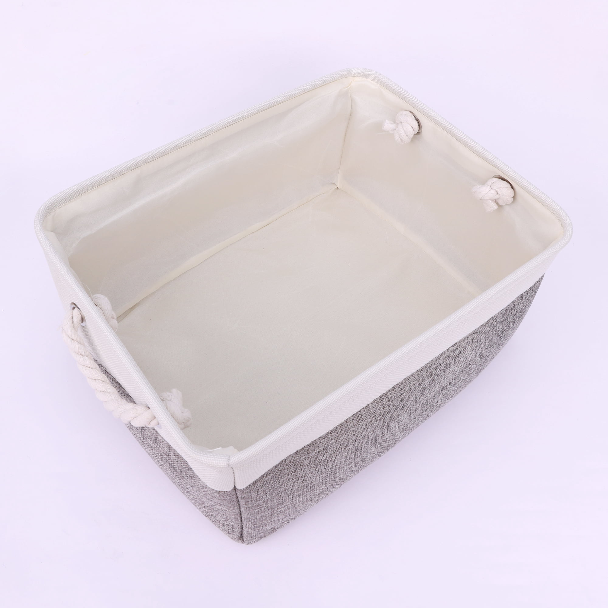 Unique Bargains Storage Bin with Handle Fabric Cube Grey/White 12.5*8.5*5in