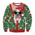 thumbnail image 3 of Suéteres navideños feos, jerséis verdes con estampado divertido en 3D, sudadera navideña para fiesta, cumpleaños, sudadera navideña 2024, 3 of 5