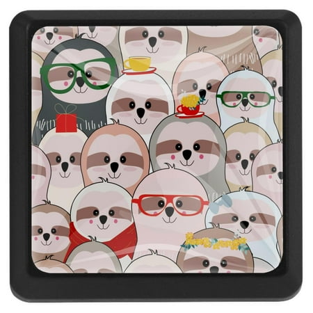 

Ownta Square with Screws 3 Pcs for Cupboard Dressing Table Bookcase Drawer Pull Handle Cabinet Door Knobs Cute Funny Sloth Faces Pattern