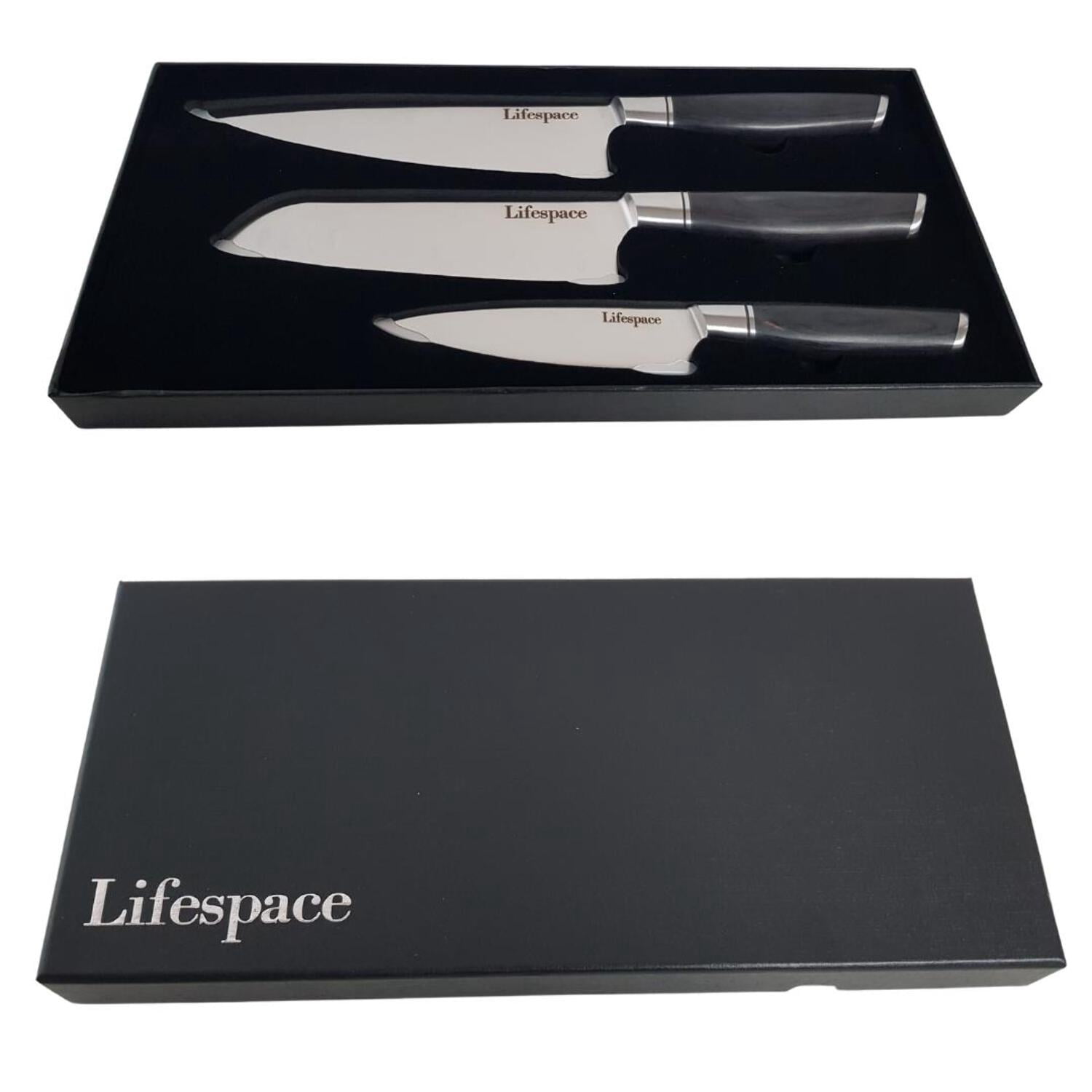 Lifespace Classic Japanese Chef Knife Set in a Gift Box - Petty, Santoku & Chef