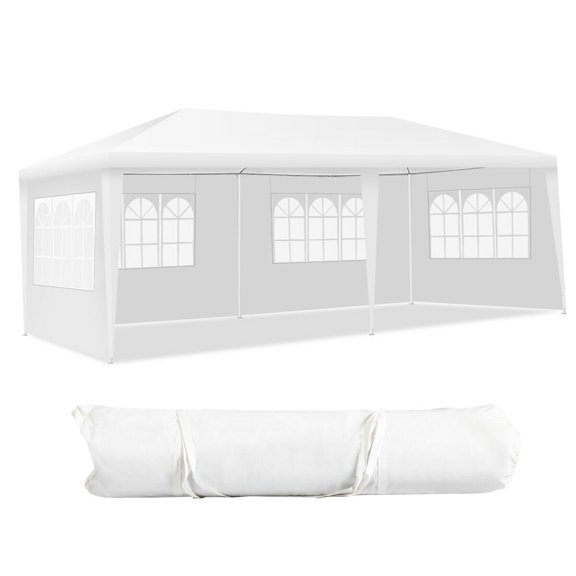 Gymax Abri Extérieur 10'x20 Pieds Tente Résistante aux Intempéries Tente de Mariage et de Fête 4 Parois Latérales avec Sac de Transport