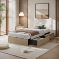 thumbnail image 1 of Bed Frame with 2 Storage Drawers, Wooden Low Profile Bed Frame, No Headboard, Wood Slat Support, Noise Free, No Box Spring Needed, Easy Assembly, 1 of 7