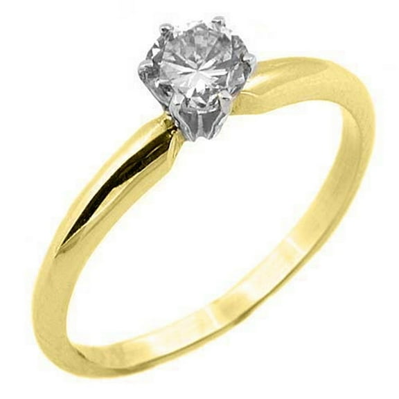 14k Yellow Gold .50 Carats Solitaire Brilliant Round Diamond Engagement Ring