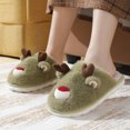 thumbnail image 4 of Zapatillas de algodón para mujer, alce navideño, pantuflas peludas de otoño e invierno, para interior del hogar, antideslizantes, cálidas zapatillas de algodón para niños, 4 of 5