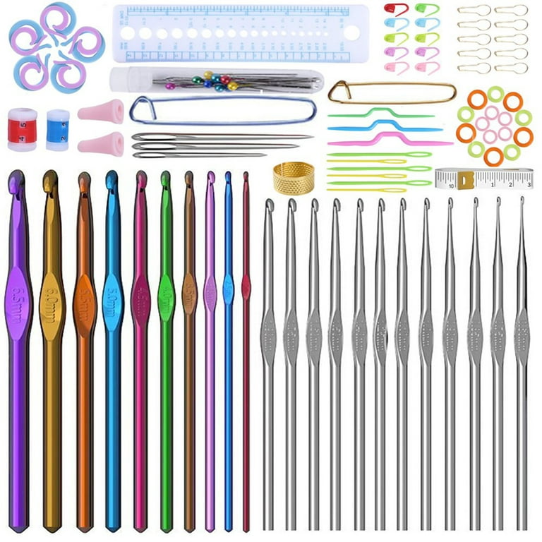 EXCEART 100pcs Set Yarn Crochet Yarn Accessories Braid Tool Knitting Tools  Knitting Accessories Crochet Kit Case with a Needle Metal