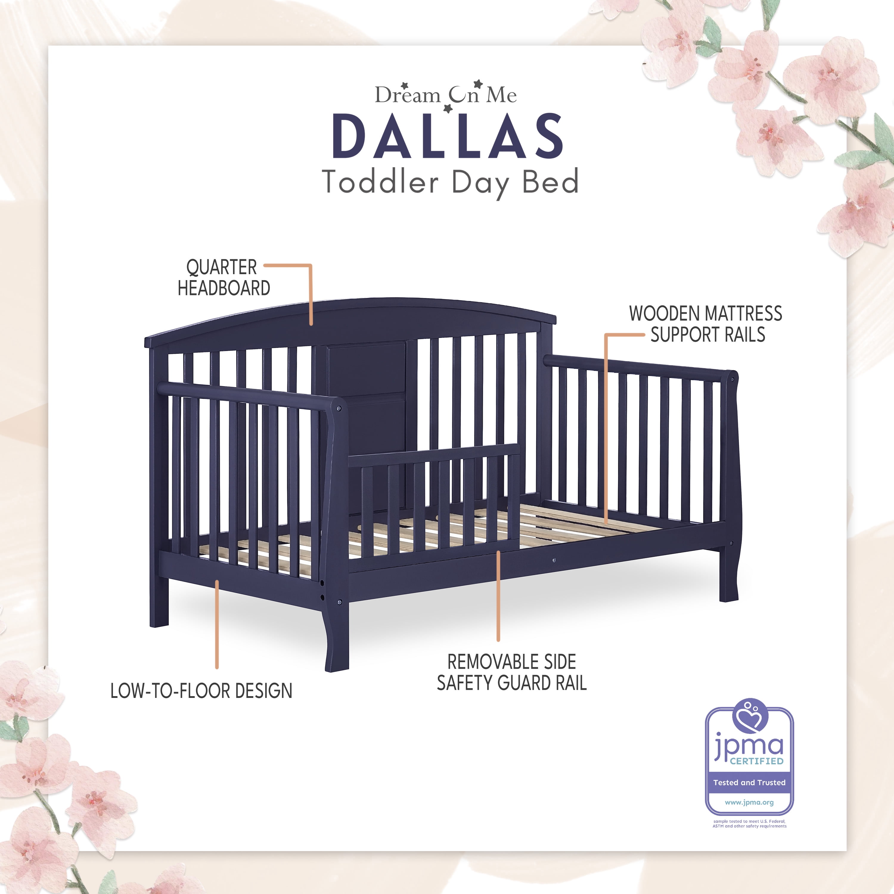 Dream On Me Dallas Toddler Day Bed ,Navy