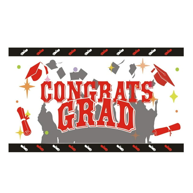 AMERTEER 1Pcs Backdrop Banner Super Soft Wear Resistant Polyester Congrats Grad Party Banner Decorations Photography Prop for School