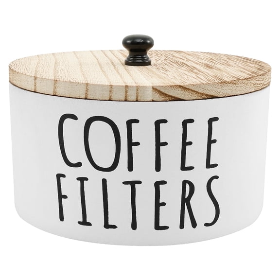 Coffee Filter Dispenser, Wooden Coffee Filter Storage Container with Lid, Sturdy Coffee Pod Organizer, Coffee Filter Basket Holder for Home Bar Counter Coffee Bar Decoration