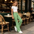 thumbnail image 6 of BXJX Girls Flare Pants, Casual School Stretch Elastic Waist Kids Yoga Pants Green Size 9-10 T, 6 of 8