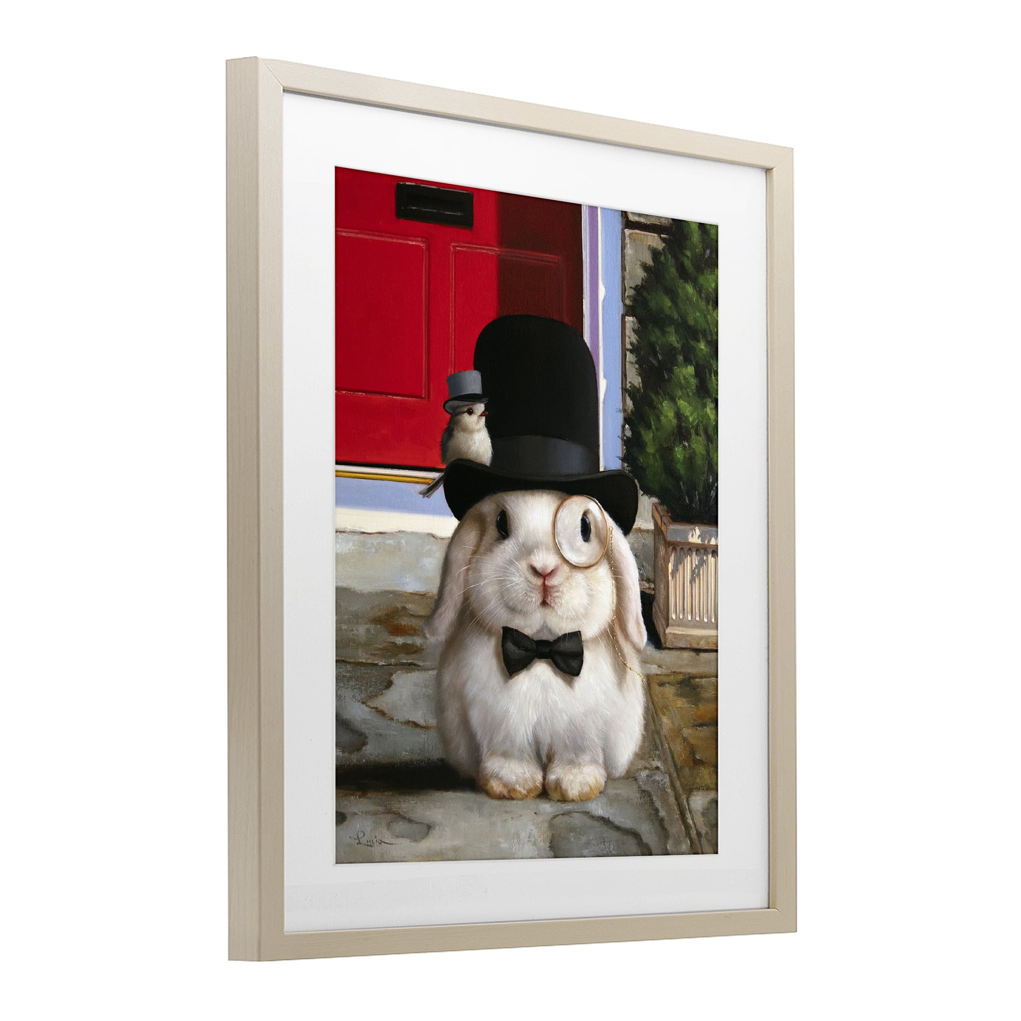 Stupell Industries Lord Bunbury Rabbit Birch Framed Print Under Glass, design by Lucia Heffernan