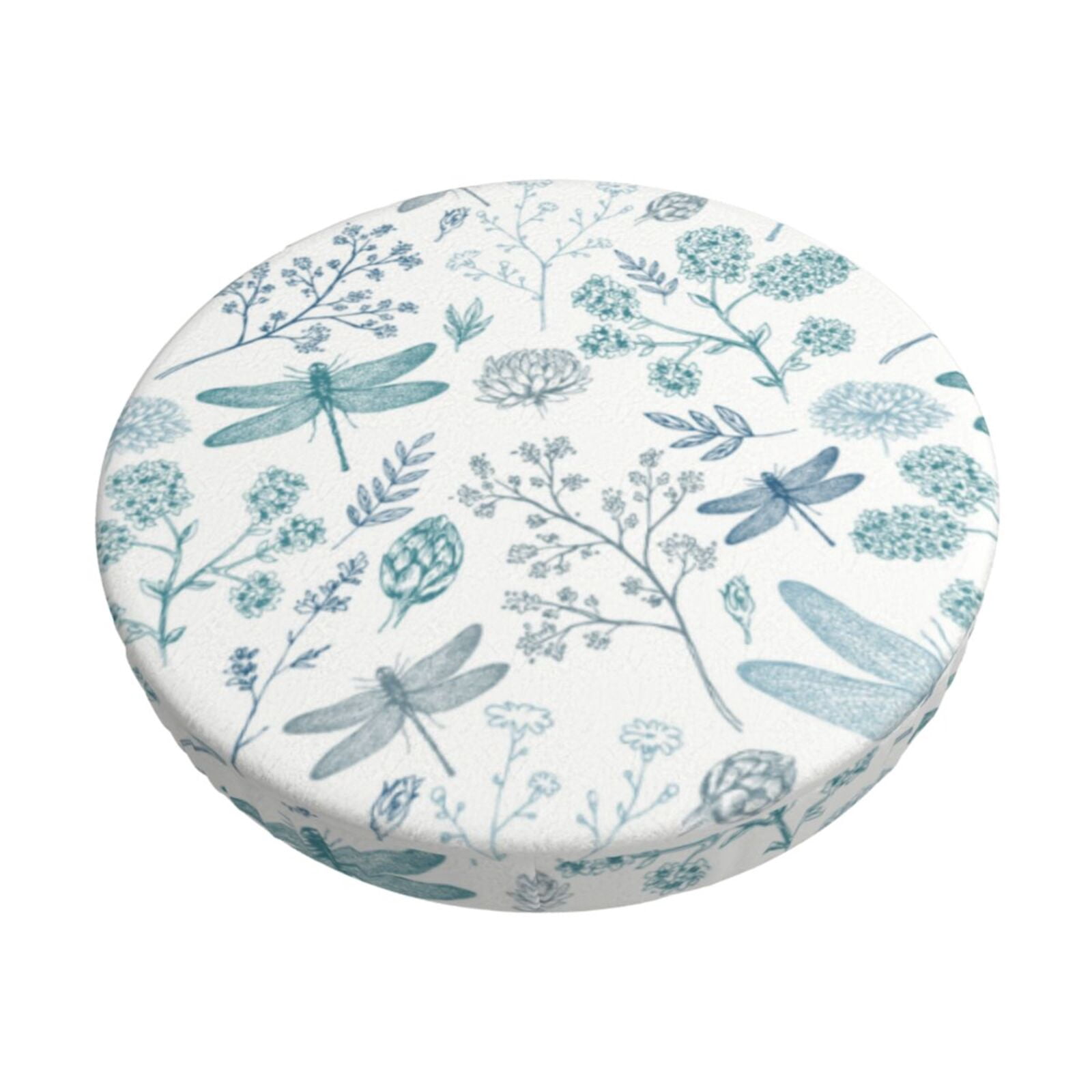 Easygdp Dragonfly Print Easy To Install Bar Stool Covers&Stool Covers Round&Elastic Stool Cover, Barstool Covers,Washable&Bottom With Elastic Edge-12 inch