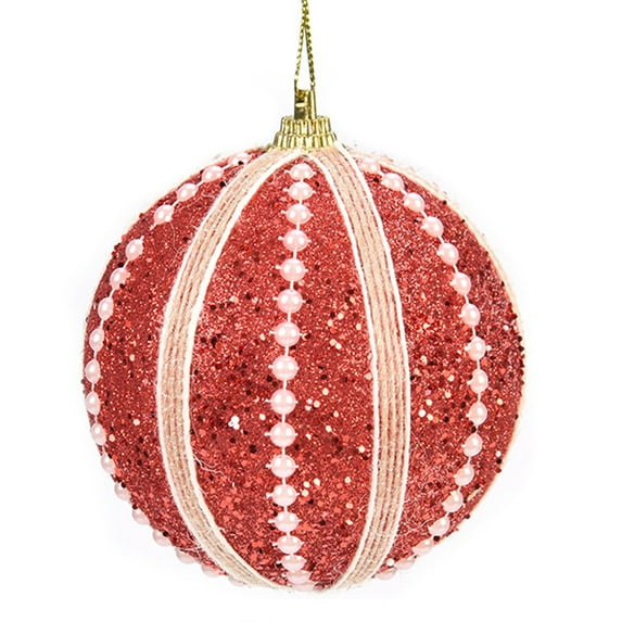 8cm Christmas Tree Color Ball Glitter Powder Faux Pearl Bright Color Shatterproof Reusable Scene Layout Foam Xmas Party Decor Hanging Ball Pendant Party Supplies