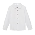 thumbnail image 4 of EQWLJWE School Shirts for Boys Casual Solid Color Long Sleeve Lapel Collar Button Down School Uniform Dress Shirt for First Day of School Stage Performance (White,2-13 Years), 4 of 5