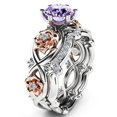 thumbnail image 1 of Conjunto de dos piezas de anillo con gemas de cristal de dos colores y diamantes de Europa y Estados Unidos, 1 of 5